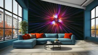 Colorful speed of light. Fast tunnel background Wall mural