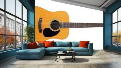 Musical instrument - Front view classic vintage acoustic guitar. Isolated Wall mural