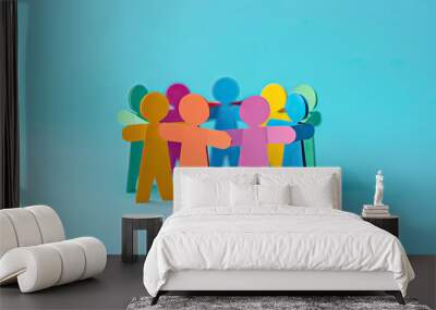 A collection of paper-crafted individuals coming together. Depicting group solidarity and kinship. Wall mural