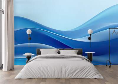 Abstract blue wave background. Stylized banner - Generative AI Wall mural