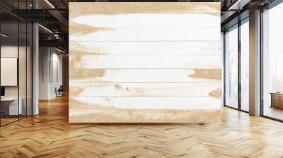 sand on a white planked wood. summer background. flat lay, top view, copy space Wall mural