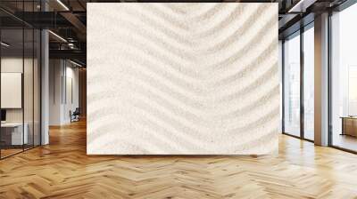 Sand pattern as background. Zen pattern in white sand. Beach sand texture in summer sun. Wall mural