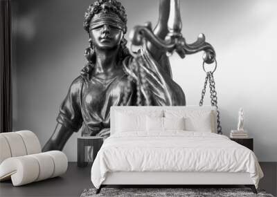 tue of justice. Law concept. Legal law, advice and justice concept. Statue of justice goddess. Black and white  Wall mural