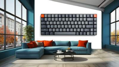 Top view of a black mechanical keyboard, computer keyboard, isolated on a transparent background, PNG. High resolution. Wall mural