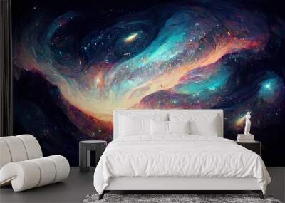 Abstract background space nebula galaxy universe cosmos colorful light flash sparks stars galaxy big bang universe outer space Wall mural