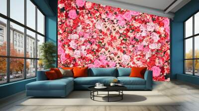 Bunch of rose flowers. Widescreen banner for site. Wall mural