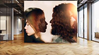 man and woman. relationships concept. multiple exposure. Wall mural