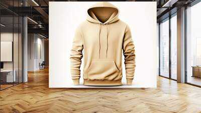 blank beige hoodie mockup isolated on white background, created with generative ai Wall mural