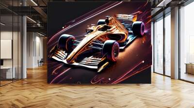 fast speed car takes part in formula one racing championship, generative ai, created with generative ai Wall mural