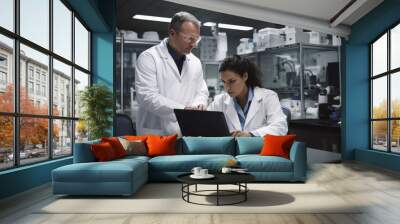 two scientists using a laptop in the lab Wall mural