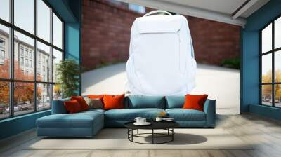 white minimalist backpack with clean design features Wall mural