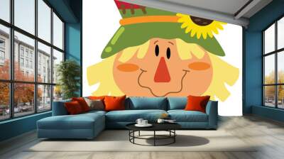 Cute  scarecrow face vector cartoon illustration Wall mural