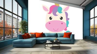 Cute sitting unicorn vector cartoon illustration
 Wall mural