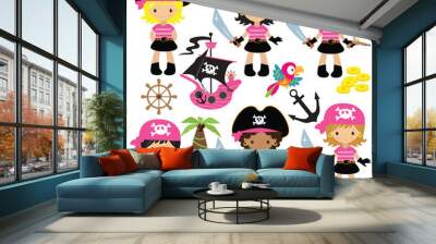 Pirate girl vector illustration
 Wall mural