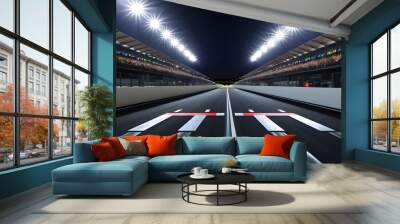 A professional high-detail night scene of a motorcycle race track finish line -2
 Wall mural