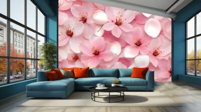 Semi transparent cherry blossom petals over a soft pink base -2
 Wall mural