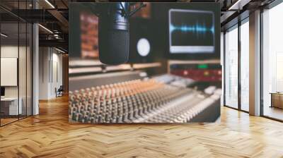 condenser microphone in recording studio Wall mural