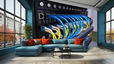 Network switch and ethernet cables,Data Center Concept. Wall mural