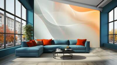 A white and orange background with a wave pattern. Wall mural