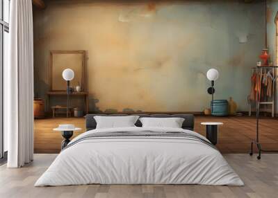 Illustration of an empty room with a window. Wall mural