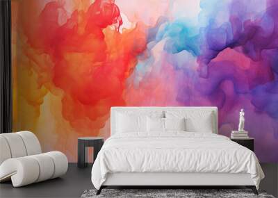 Illustration of colorful gradient background in watercolor style. Wall mural