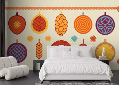 Braided Borders Knitted Ornaments & Decorative Ropes vector	 Wall mural