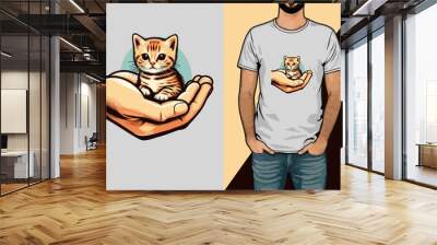 cat baby cat t shirt design  Wall mural