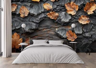 3D relief wallpaper with painting of lifelike tree bark textures and woodland beauty of natural landscapes with a realistic and textured mural wall art Wall mural