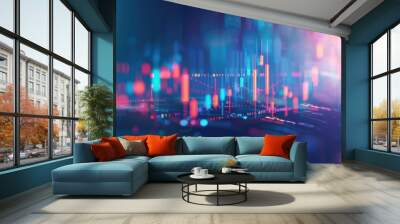 Digital financial chart and exchange financial growth graph Wall mural