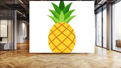 Fresh pineapple fruit flat style isolated vector illustration on white background generated by Ai Wall mural