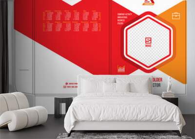 Folder design, cover for catalogue, brochures, layout for placement of photos and text, modern geometric design Wall mural