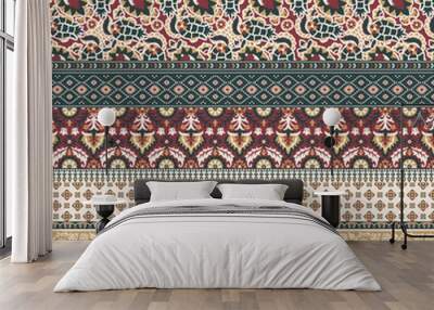 Abstract arabesque paisley  patchwork vector seamless pattern Wall mural