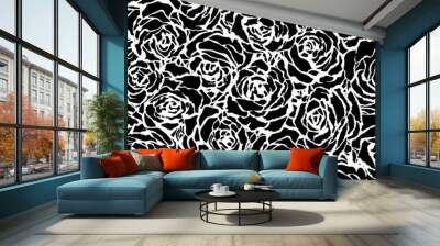 abstract roses flowers patchwork vector seamless pattern Wall mural