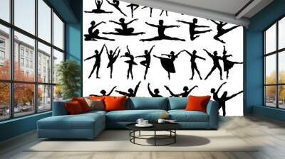 Ballet man woman children dancers vector silhouette collection Wall mural