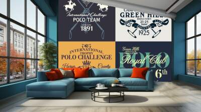 Horseback polo sport international challenge vector print for vintage boy man t shirt collection Wall mural