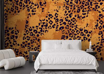 Leopard panther grunge skin camouflage wallpaper abstract vector seamless pattern Wall mural