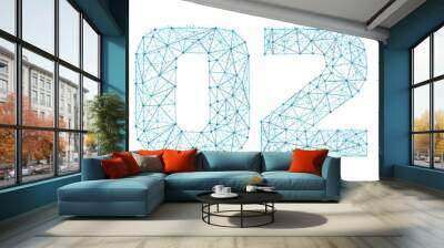 Abstract polygonal numbers for New Year 2020 with texture of starry sky or space universe Vector illustration of wireframe numbers consisting of polygons points and lines isolated on white Wall mural