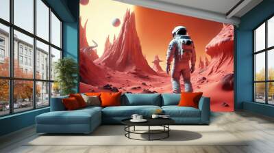 person in the desert of the alien world Wall mural