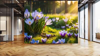 spring flowers in the spring generative AI Wall mural