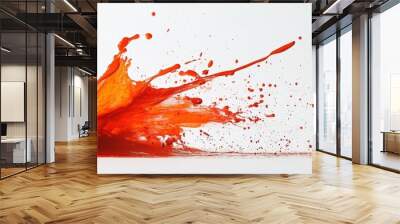 Vibrant red paint splash on a white background Wall mural