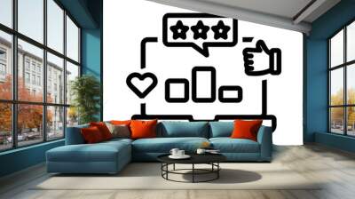 Vector black line icon for Social media ranking Wall mural