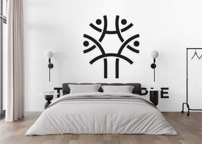 abstract tree people logo. teamwork, social network icon vector design. Wall mural