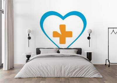 Health logo template design.Medical Cross logo design Wall mural