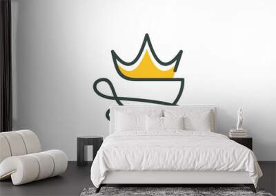 king cup logo design. crown with coffee simple modern line symbol vector Wall mural