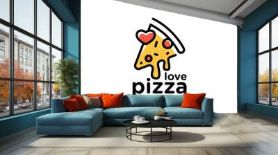 love pizza logo, fast food cafe and restaurant vector design Wall mural