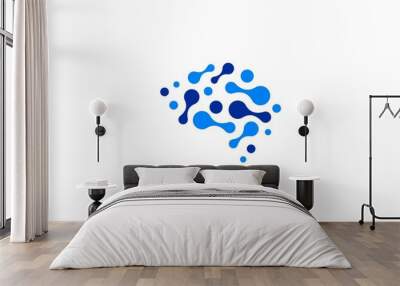 neuron connection logo design, Human brain icon innovation intelligence vector illustration. Wall mural