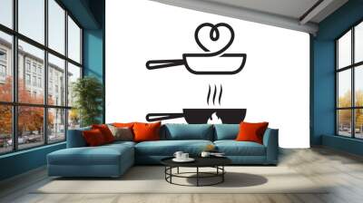 pan cooking with love logo. creative food symbol design vector Wall mural