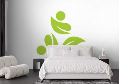 people and leaf logo, healthy growth concept icon design Wall mural