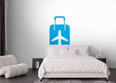 tour and travel logo design. airplane with suitcase icon template Wall mural