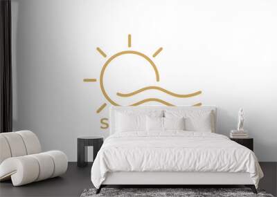 water waves and sun in the shape of circle abstract logo icon vector Wall mural